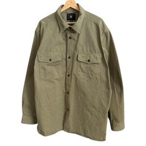 Banana Republic Men Heavy Twill Overcoat Olive XXL Field Utility Military Rugged